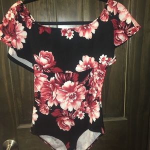 Floral off the shoulder bodysuit